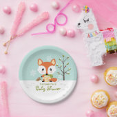 Winter Fox in het Baby shower Diapers Papieren Bordje (Feest)