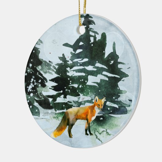 Winter Fox Keramisch Ornament (Links)