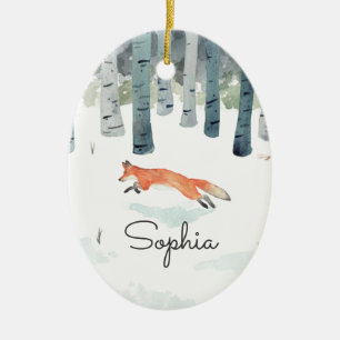 Winter Fox keramisch sieraad Ornament