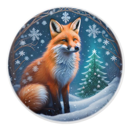 Winter Fox Keramische Knop (Voorkant)