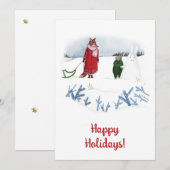 Winter Fox Konijn Illustratie Kerst Kaart (Voorkant / Achterkant)