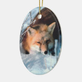 Winter Fox Wildlife Fotokerstversiering Keramisch Ornament (Links)