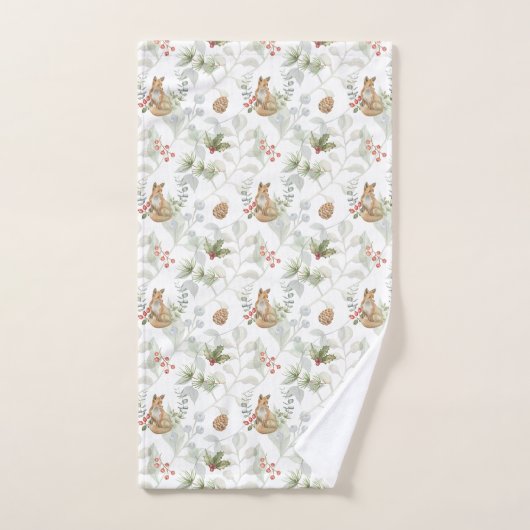 Winter Fox Woodland Forest Joli ensemble de servie (Serviette à main)