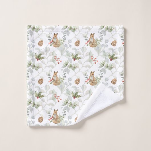 Winter Fox Woodland Forest Joli ensemble de servie (Gant de toilette)