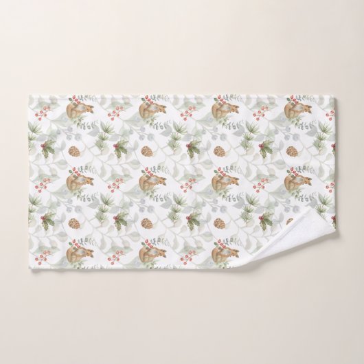 Winter Fox Woodland Forest Joli ensemble de servie (Serviette à main)