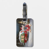 Winter Franse Bulldog Caravan Kerstavontuur Bagagelabel (Achterkant verticaal)