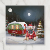 Winter Franse Bulldog Caravan Kerstavontuur Bedankjes Labels (Voorkant)