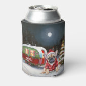 Winter Franse Bulldog Caravan Kerstavontuur Blikjeskoeler (Blikje Achterkant)