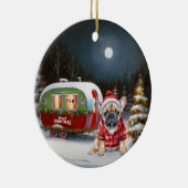 Winter Franse Bulldog Caravan Kerstavontuur Keramisch Ornament (Rechts)
