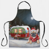 Winter Franse Bulldog Caravan Kerstavontuur Schort (Voorkant)