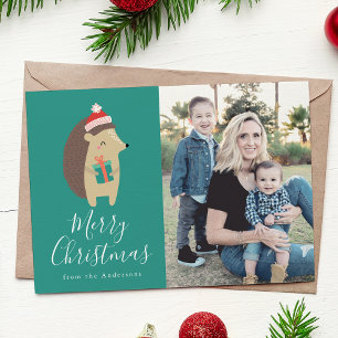 Winter Friends   Fotokaart voor egel Holiday Feestdagenkaart