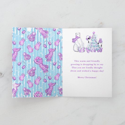 Winter Friends Polar Beer en Penguins Kerstmis Feestdagen Kaart (Binnen)