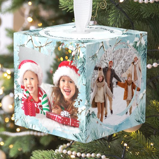 Winter Frost Personalized Christmas Multi Photo Kubus Ornament