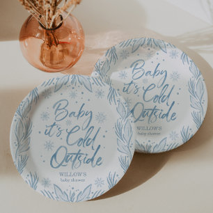 Winter Frost Snowflake Baby shower Baby Het is kou Papieren Bordje