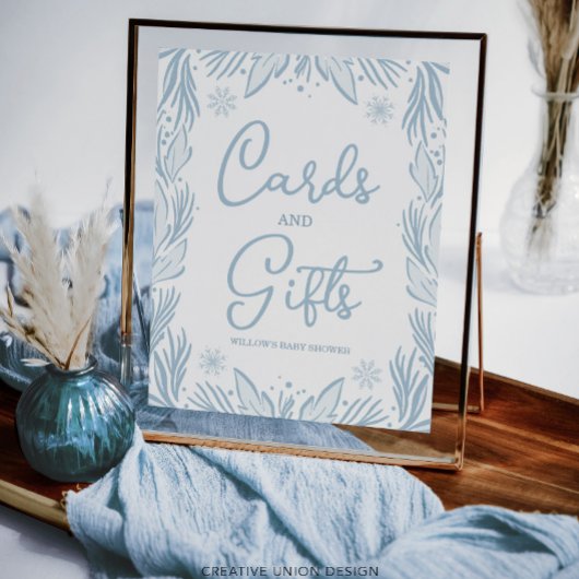 Winter Frost Snowflake Baby shower Kaarten en gesc Poster