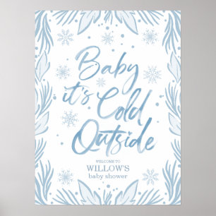 Winter Frost Snowflake Baby shower Welkom Poster