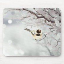 Winter Frosty Tree Chickadee Bird Custom Name