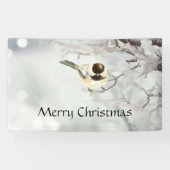 Winter Frosty Tree Chickadee Bird Custom Spandoek (Horizontaal)