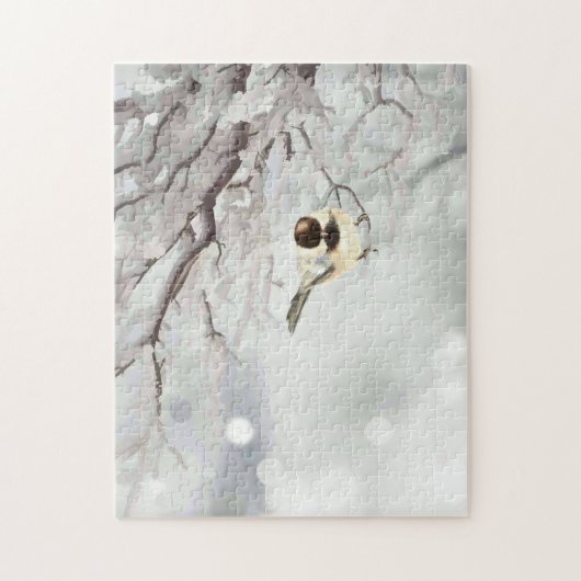 Winter Frosty Tree Chickadee Bird Legpuzzel (Verticaal)