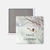 Winter Frosty Tree Chickadee Bird Magneet (Voorkant / Achterkant)