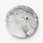 Winter Frosty Tree Chickadee Vogelkunst Papieren Bordje (Voorkant)