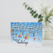 Winter Fun Feestelijke Groeten Vakantie Briefkaart (Staand voorkant)