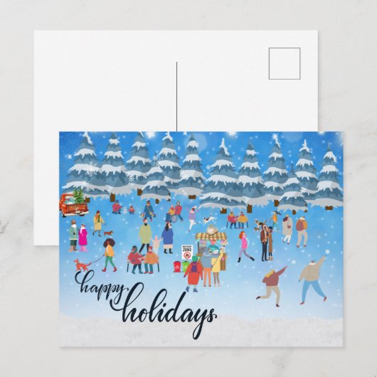 Winter Fun Feestelijke Groeten Vakantie Briefkaart (Voorkant / Achterkant)