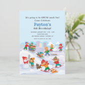 Winter Fun in de sneeuwuitnodiging Kaart (Staand voorkant)