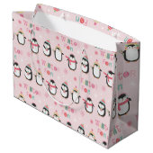 Winter Fun | Kerst van de roze pinguïns Groot Cadeauzakje (Achterkant Gekanteld)