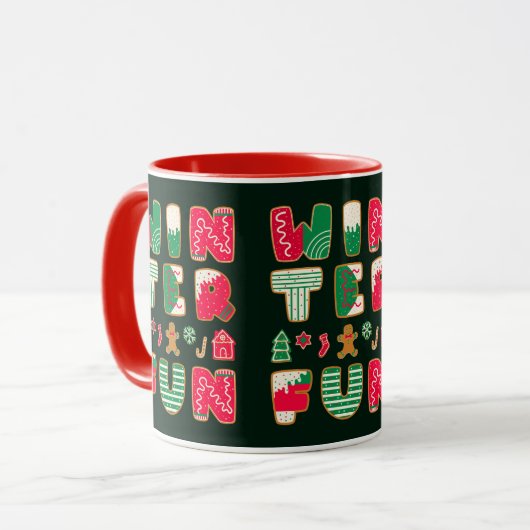 Winter Fun Kerstkoekjes Red Green Holiday Mok (Voorkant links)