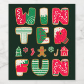 Winter Fun Kerstkoekjes Red Green Holiday Wijn Etiket (Enkel label)