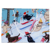 Winter Fun Kerstmis Skiing Labradors schilderen Groot Cadeauzakje (Achterkant)
