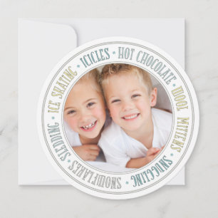 Winter Fun Merry Kerstround fotokaart Feestdagenkaart