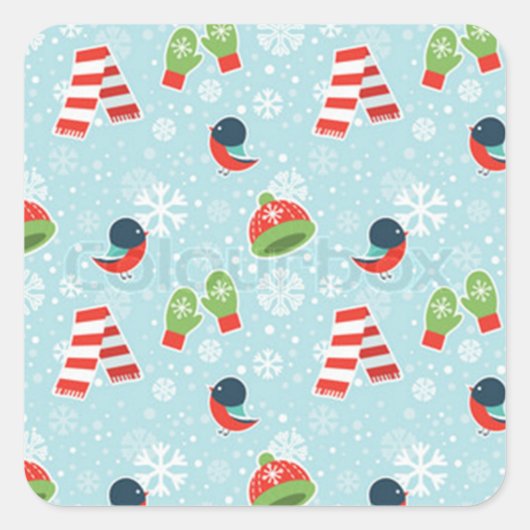 Winter Fun Pattern Vierkante Sticker (Voorkant)