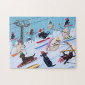 Winter Fun Skiing kerstlabradors Legpuzzel (Horizontaal)