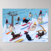 Winter Fun Skiing Labradors Artwork Poster (Voorkant)