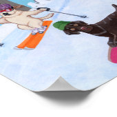 Winter Fun Skiing Labradors Artwork Poster (Hoek)