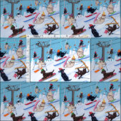 Winter Fun Skiing Labradors Stof (Delen)