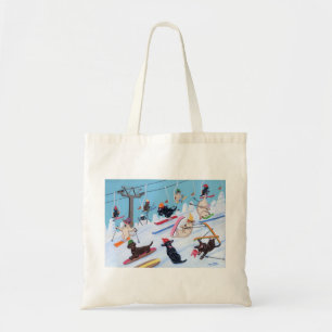 Winter Fun Skiing Labradors Tote Bag