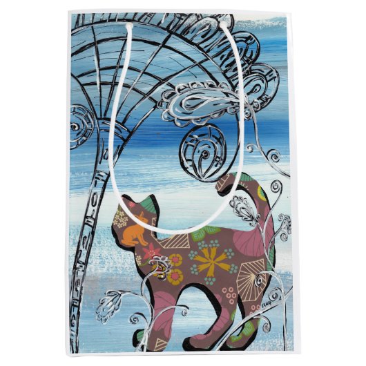 Winter Garden Cat Medium Cadeauzakje (Voorkant)