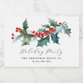 Winter gebladerte Holly bessen Mini Champagne Labe Sparkling Wijnetiket (Enkel label)