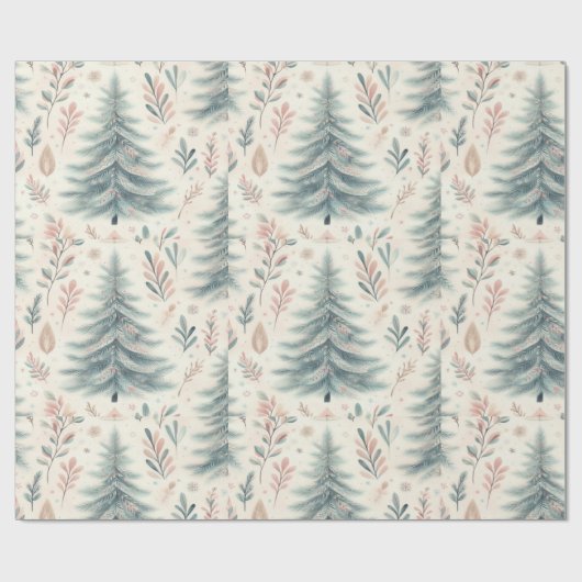 Winter gebladerte Kerstmis verpakken papier (Vlak)