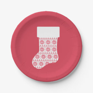 Winter gebreide kerst kous papier Borden Papieren Bordje