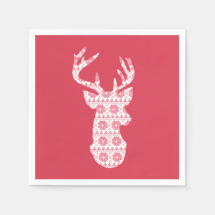 Winter gebreide kerst rendieren papier servetten