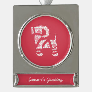 Winter gebreide kerst Yule Bock Ornament Verzilverd Banner Ornament