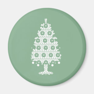 Winter gebreide kerstboom magneet