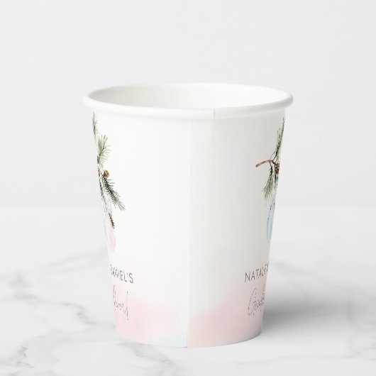 Winter Gender onthullen Baby shower Papier Cups Papieren Bekers (Rechts)
