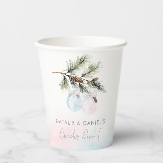 Winter Gender onthullen Baby shower Papier Cups Papieren Bekers (Voorkant)