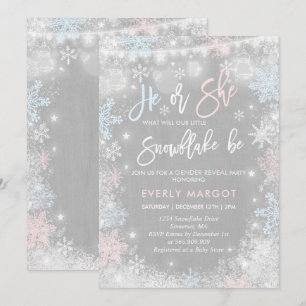 Winter Gender onthullend Uitnodigingsritueel Baby  Kaart
