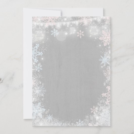 Winter Gender Rekalk Uitnodiging Rustisch Openbaar (Achterkant)